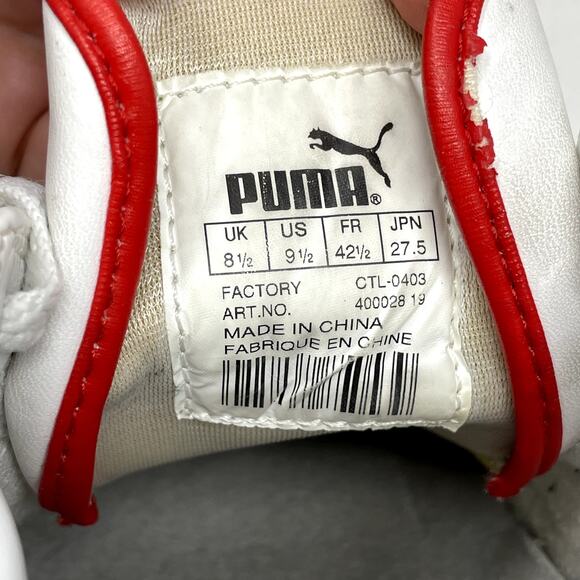 Puma White Red Leather Easy Rider Sneakers Mens Size 8.5 - Picture 9 of 10